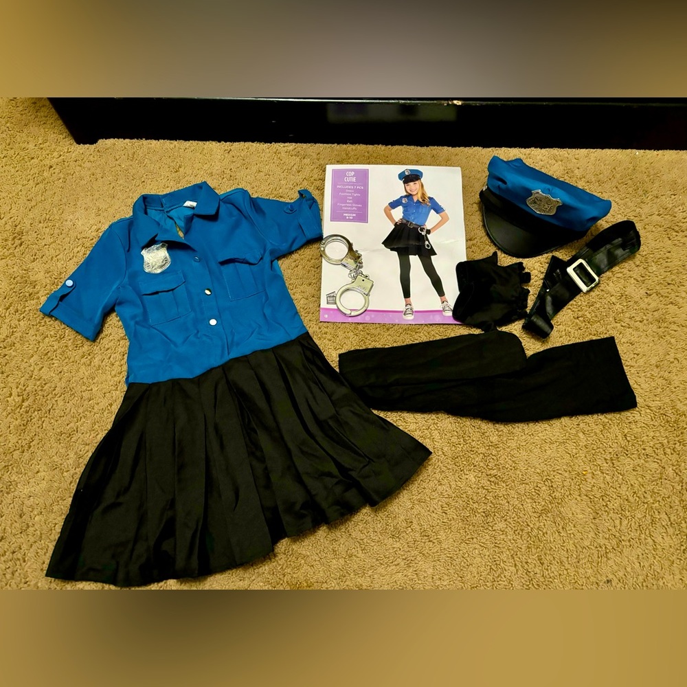 COP Cutie Halloween Costume for Girls-Medium 8-10! Includes 7 PCS! 👮🚔🎃